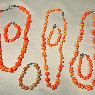 Handmade “Orange/Yellow” Beaded Necklaces & Bracelets Jewelry Collection 