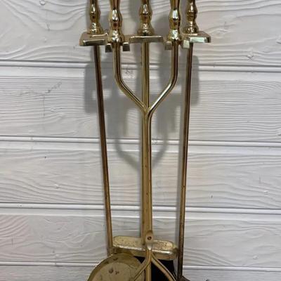 Vintage Brass Fireplace 4 piece Tool set 