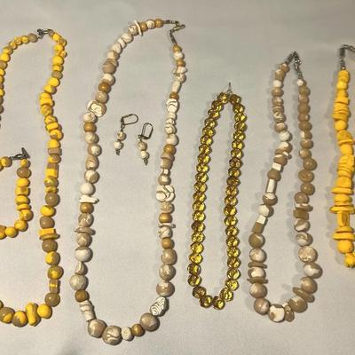 Handmade “Citrus & Cream” Beaded Necklaces, Bracelet & Earring Jewelry 