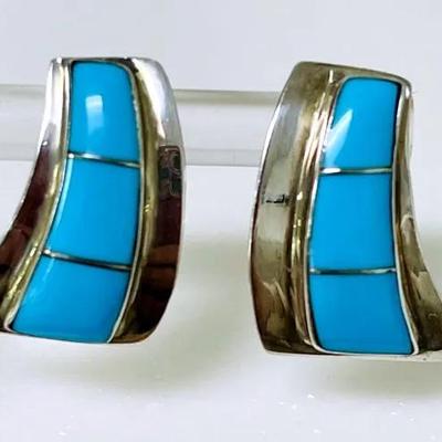 Geometric Sterling Silver Turquoise Earrings