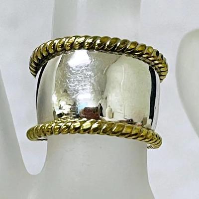 Mexican Sterling Silver and Brass Ring