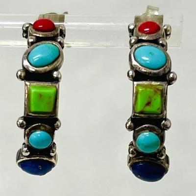 Sterling Silver Multi-Stone Earrings