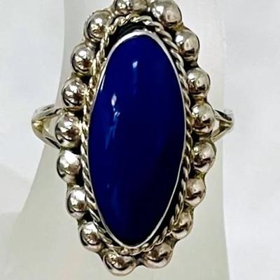 Dark Blue Stone Sterling Silver Ring