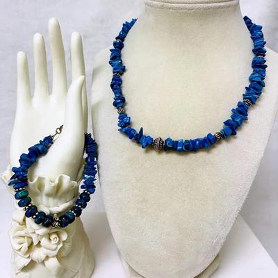 Lapis Lazuli Chip Stone Jewelry Set