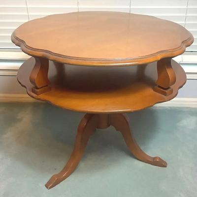 Scalloped Edge Two Tiered Round Table