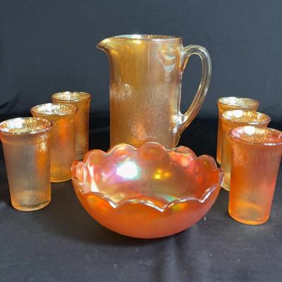 Marigold Carnival Pitcher And Glasses 