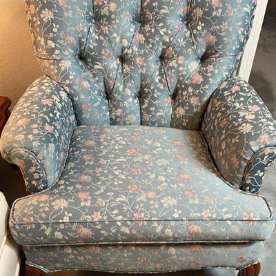 Wingback Blue And Pink Floral Armchair I