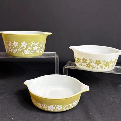 Pyrex “Spring Blossom Green” Casseroles 3