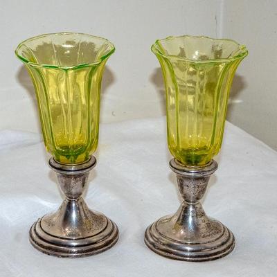 Uranium Glass Candlesticks