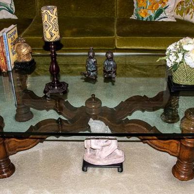 Vintage Glass Top Coffee Table
