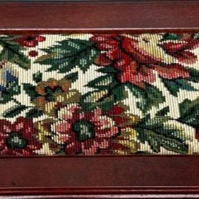 Vintage Jewelry Box With Tapestry Needlepoint Top