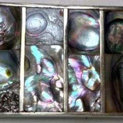 Vintage Mexican Abalone and Silver Inlay Belt Buckle