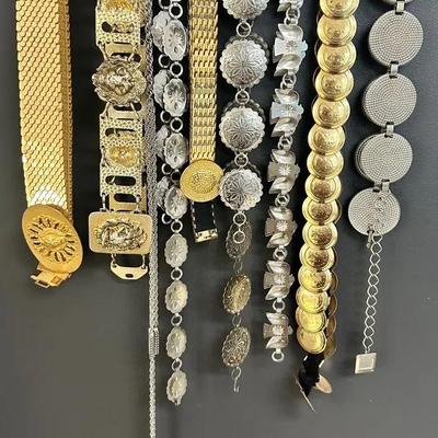 Metallic Fashion Belts, Gold and Silver Tones.