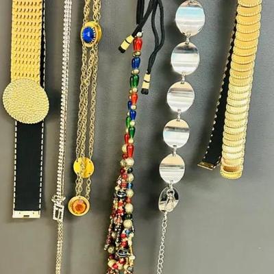 Fashion Belts Gold-Tone Metal and Beaded.