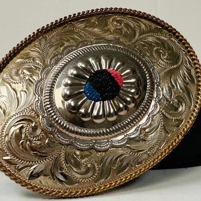 Ornate Vintage Belt Aand Buckle German Silver "Montana Silversmiths”
