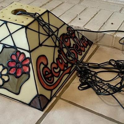 Vintage Coca Cola Plastic Stained Glass Style Hanging Lamp