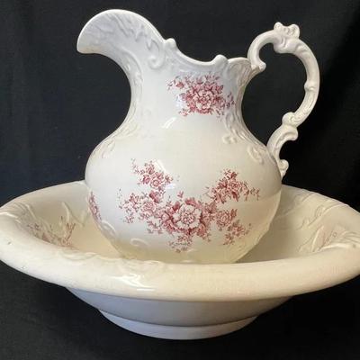 Vintage Ceramic Pitcher And Basin Bowl