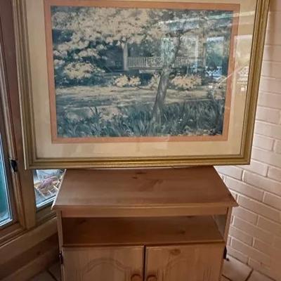 End Table And Framed Art Print 