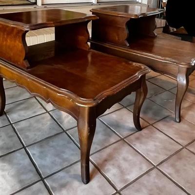 Pair of Mid-Century 2-Tier End Tables – Sturdy, Stylish & Ready for a Refresh
