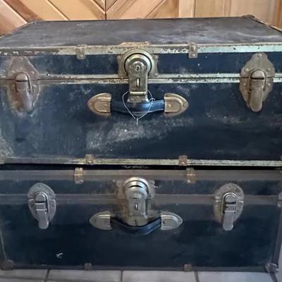 Set of (2) Vintage Travel Trunks – Classic Storage & Decor Appeal