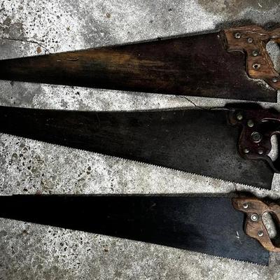 Old-School Cut Crew — Set of 3 Wooden-Handled Hand Saws (2 @ 26", 1 @ 28")
