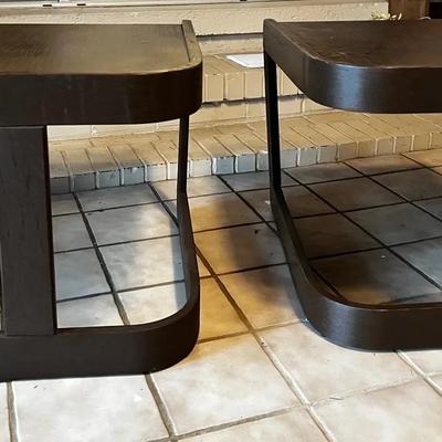 Curve Appeal — Pair of Mid-Century Rounded End Tables (Dark Wood, Set of 2)