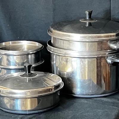Sears Aluminum Clad Stainless Steel Pot Set With Cookbook