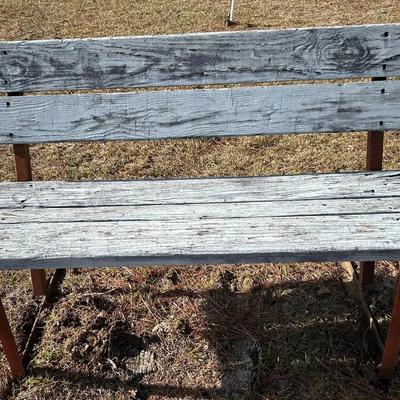 Wooden Bench With Metal Frame 