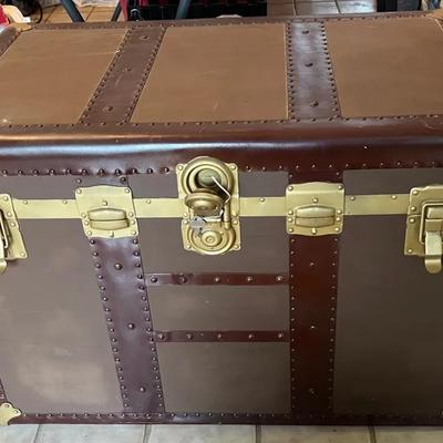 Very Large Steamer Trunk With Floral Multi-Compartment Storage 