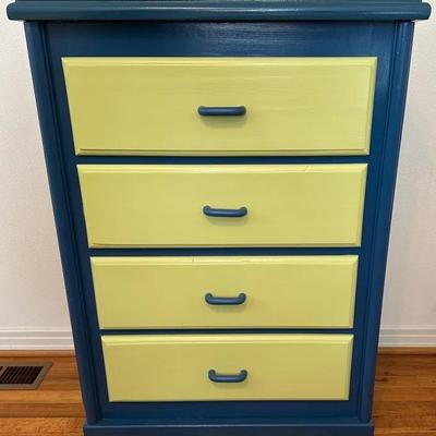 Lime Pop Kids Dresser — Blue & Green 4-Drawer Chest (40" Tall)
