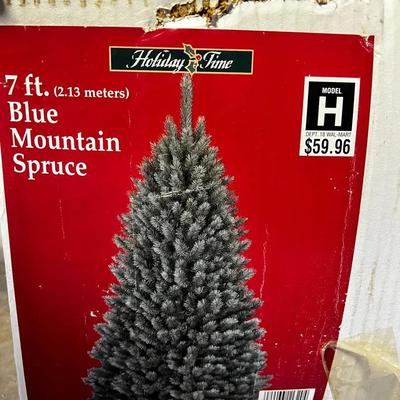 Boxed 7 Ft Blue Mountain Spruce Christmas Tree (Unlit) w/ Stand