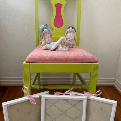 Pink And Green Chair With Decor