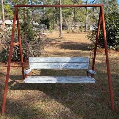 Metal Framed Wooden Yard Swing 