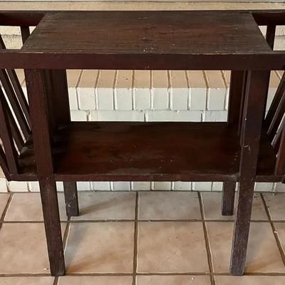 Mid Century Modern Wooden Double Sided Magazine Rack End Table 