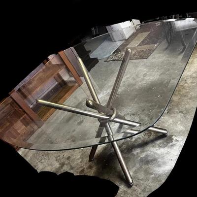 Glass Table Top With Brass Legs 
