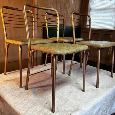 Set Of 4 Retro Metal Folding Chairs