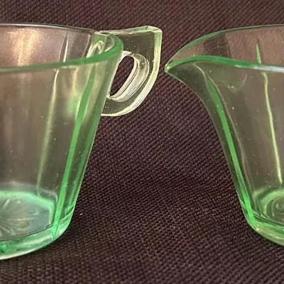 Vintage Depression Uranium Cream & Sugar Dishes