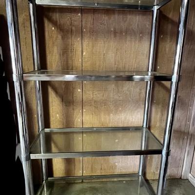 Stackable Glass Shelves With Metal Silver Toned Trim