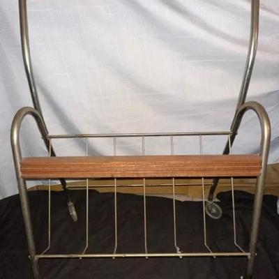 Vintage Rolling Magazine Cart 