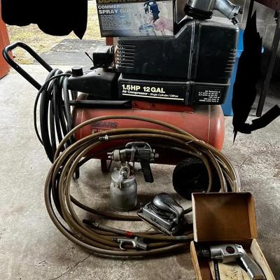 Sears Craftsman Air Compressor With Miscellaneous Tools