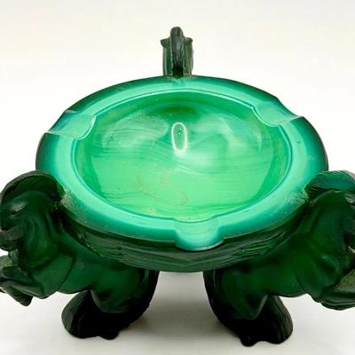 1930's H.Hoffmann Bohemian Art Deco Malachite Glass Ashtray