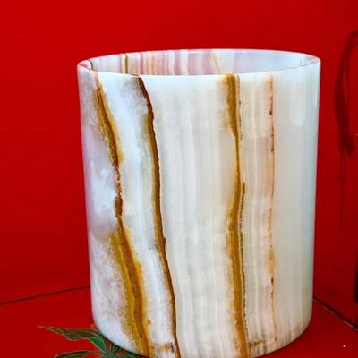 Banded Onyx Waste Basket