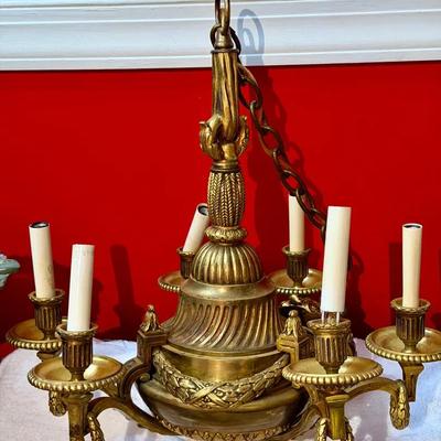 Georgian Style Ornate Brass Chandelier 