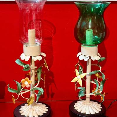 (2) Vintage Floral Table Lamps