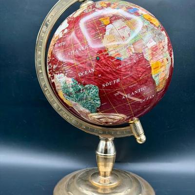 Vintage Gemstone World Globe