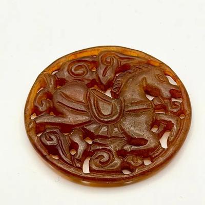 Vintage Antique Chinese Heitan jade Jadeite Hand Carved Pedant