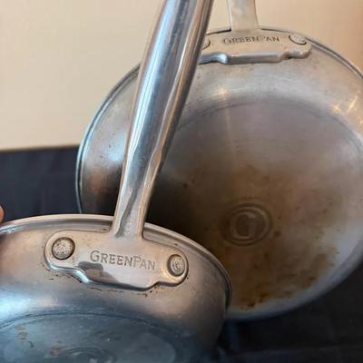 Williams Sonoma Green Pan Premiere Stainless Steel Ceramic Fry Pans