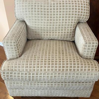 Upholstered Lounge Chair / Cream Blockade Style Fabric  