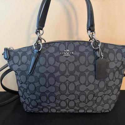 *NEW* Coach Signature Small Kelsey in Black & Gray w/Leather Trim