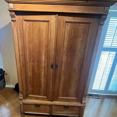19th Century Irish Pine Armoire/Wardrobe w/Drawers